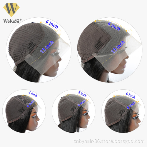 Raw Indian Straight 4X4 5X5 6X6 Hd Lace Closure Wig Human Hair,Invisible Lace Front Closure Wigs Pre Pluck With Baby Hair